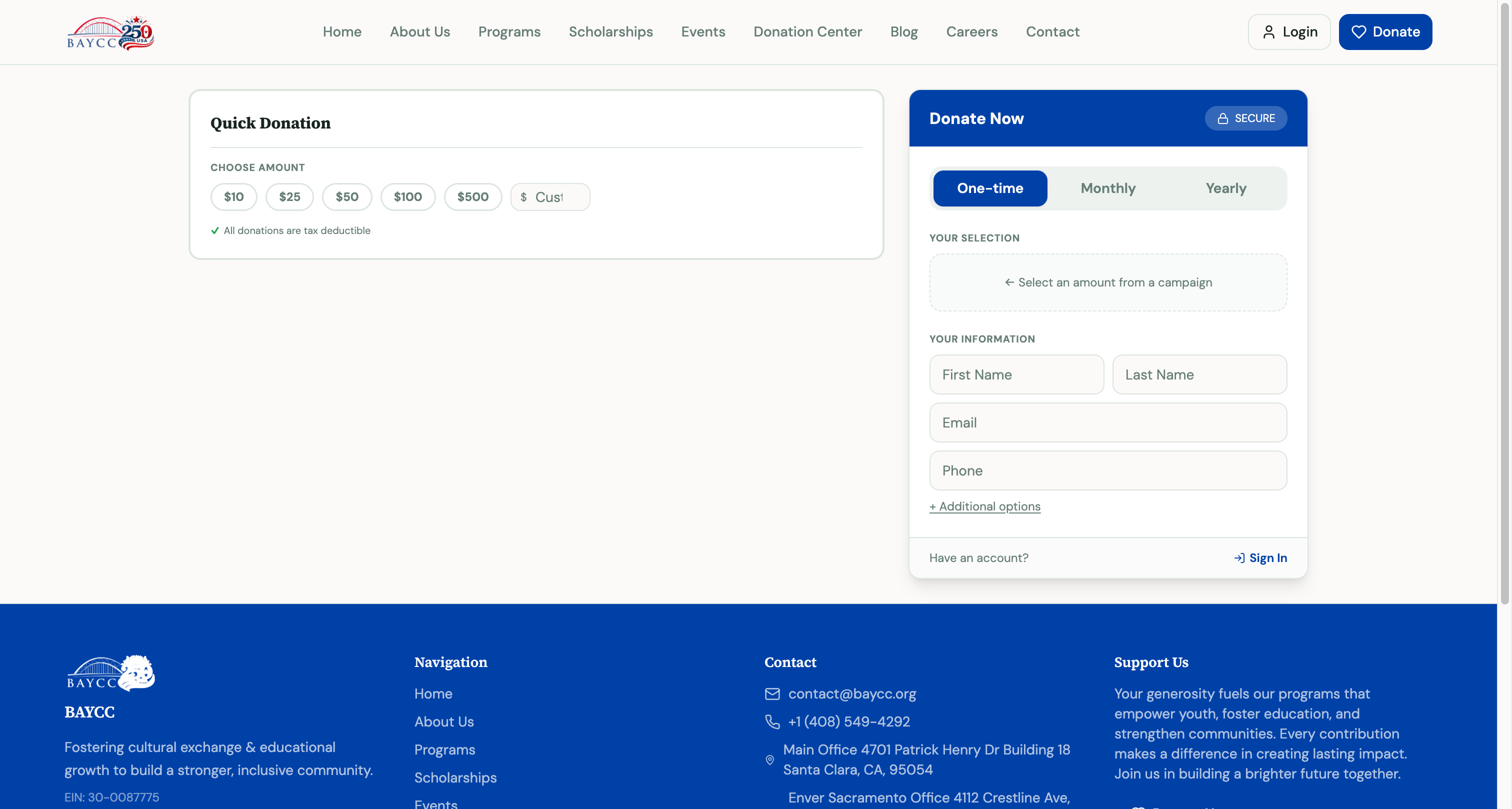 Donation form