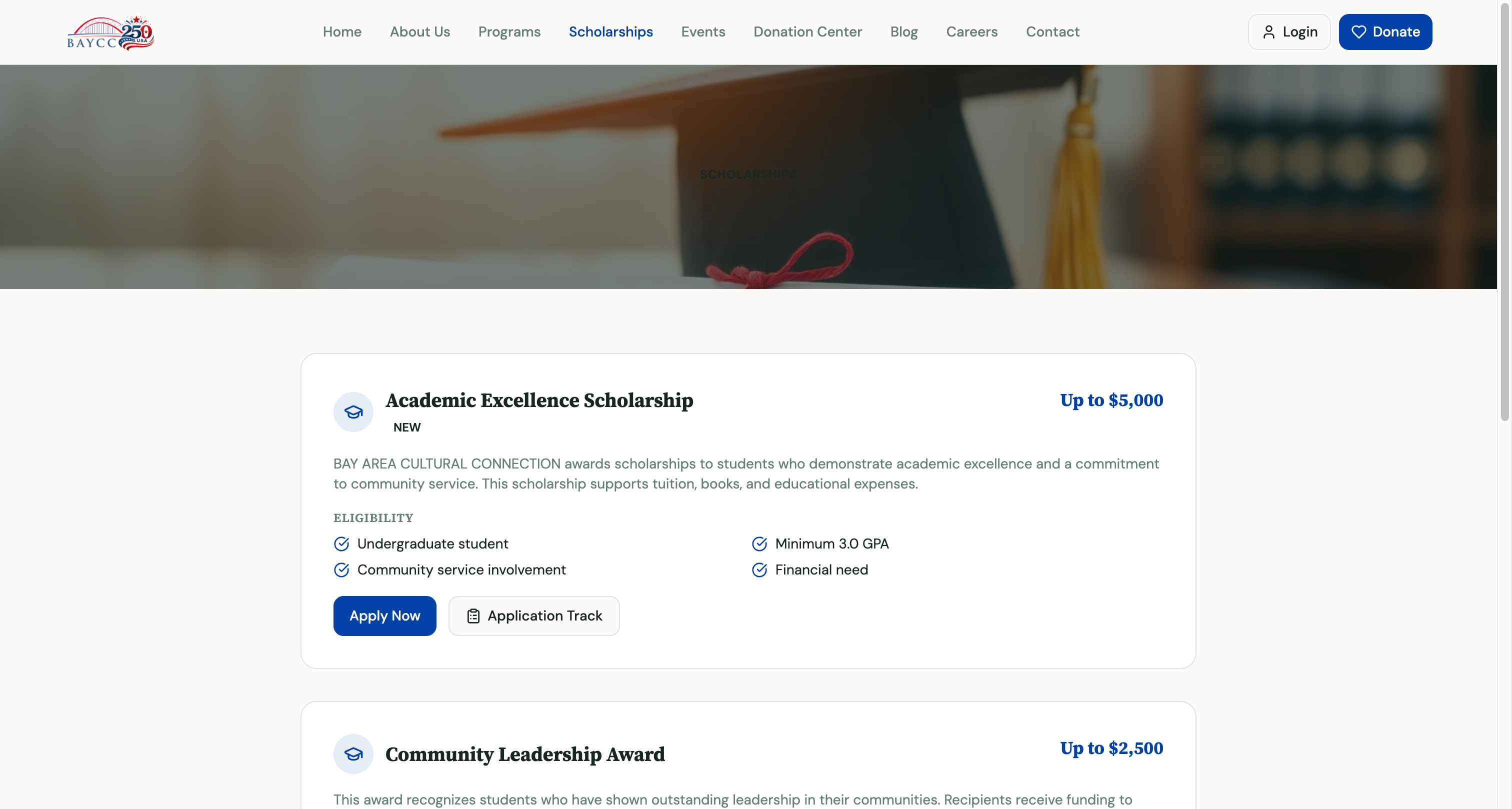 Scholarships page